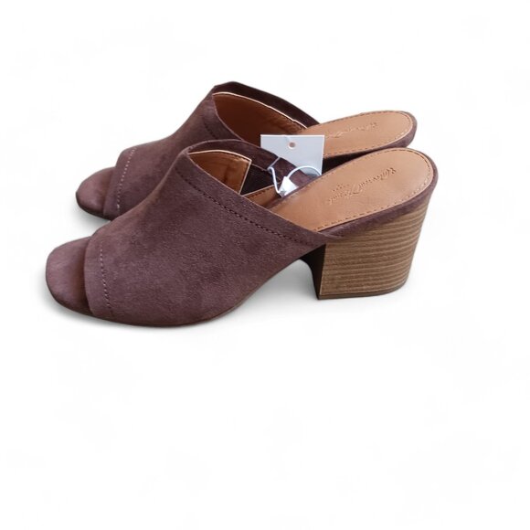 Universal Thread Women Norelle Brown Microsuede Stacked Heel Mules Sandal Size 7 - Picture 9 of 13